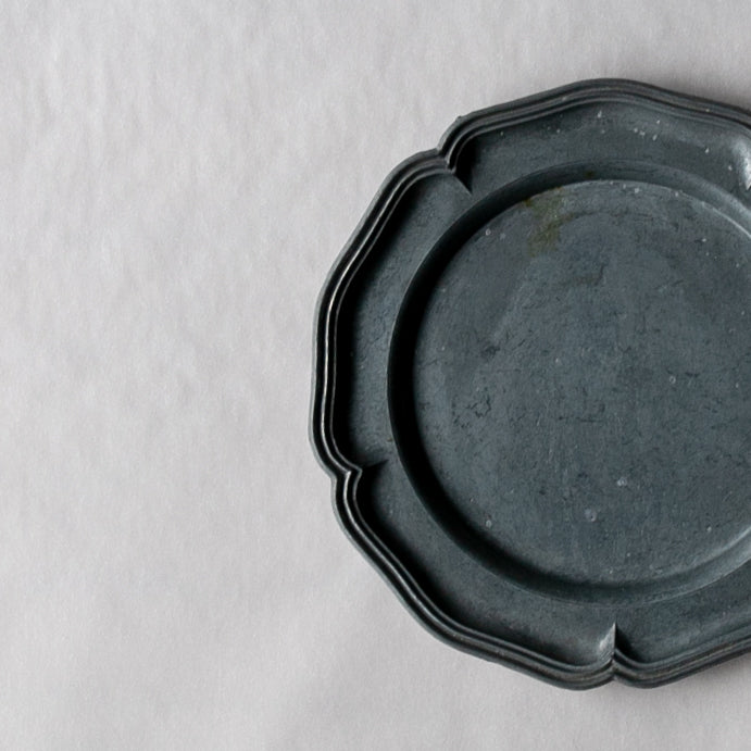 Vintage pewter plate l ビンテージピュータープレート  #144-A